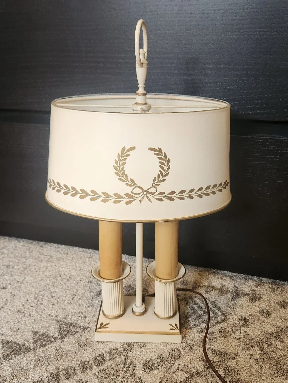 Vintage Cream And Gold Bouillotte Lamp